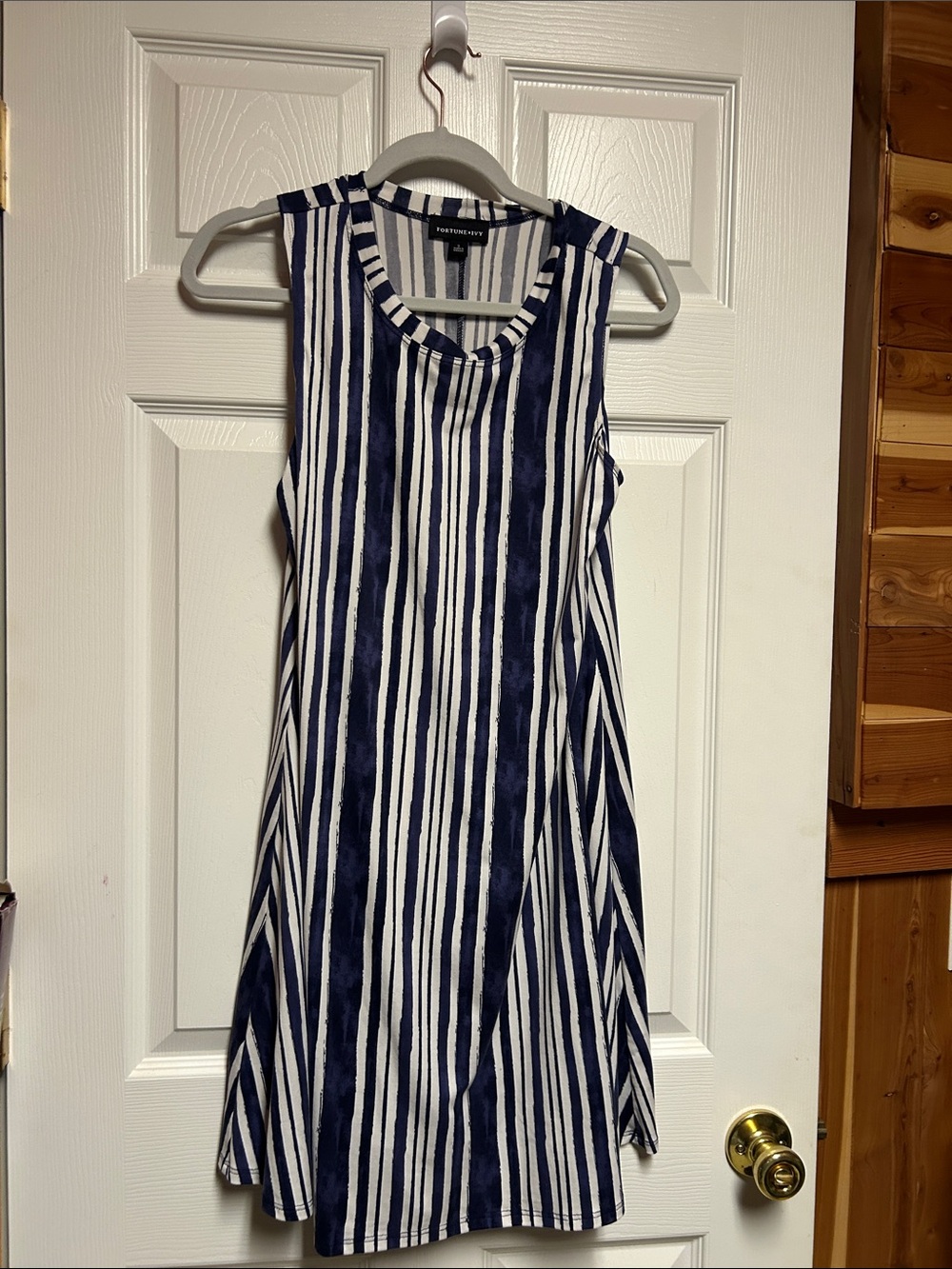 Sleeveless Navy and White Striped Midi Dress by Worthington